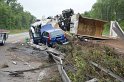 LKW umgestuerzt A 1 Rich Saarbruecken P013